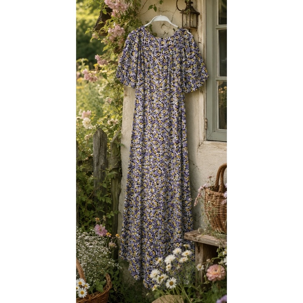 Handmade Prairie Floral Dress Cottagecore Grandmacore Nap Dress Loose Fit